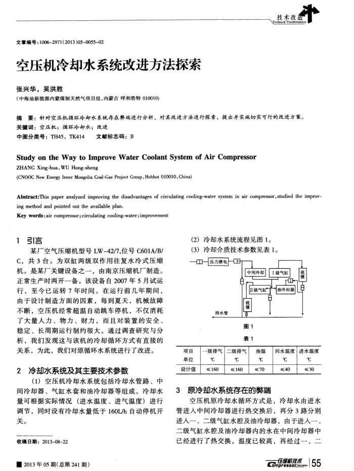 空压机冷却水系统改进方法探索