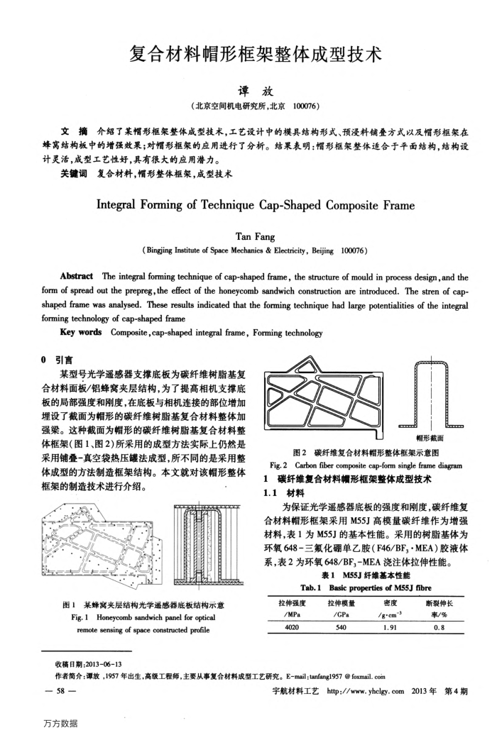 复合材料帽形框架整体成型技术