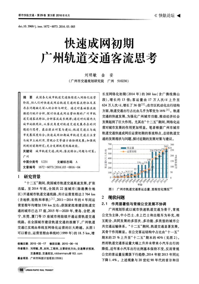 快速成网初期广州轨道交通客流思考