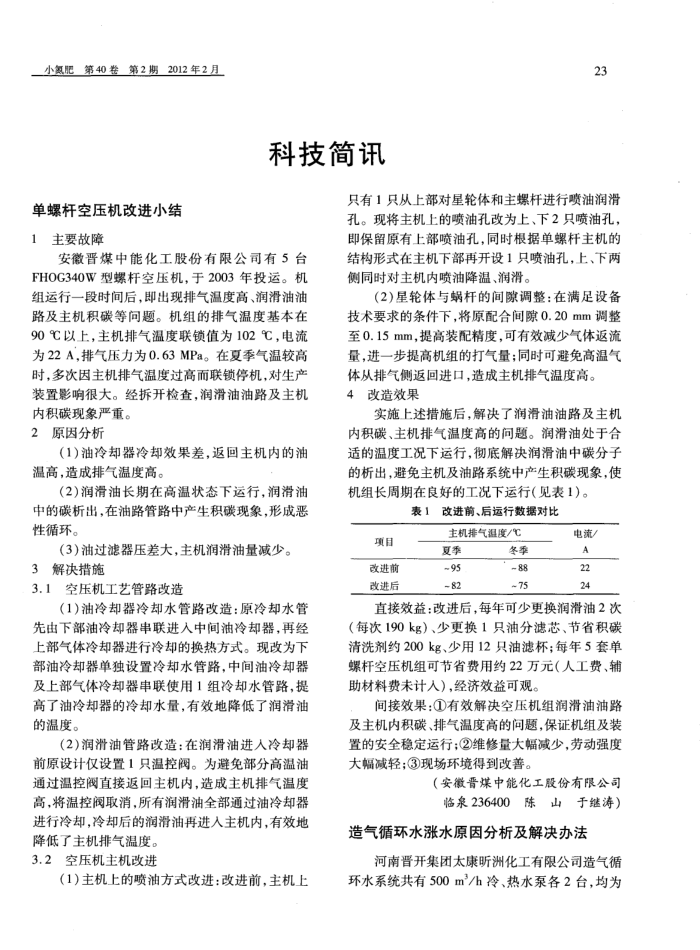 单螺杆空压机改进小结