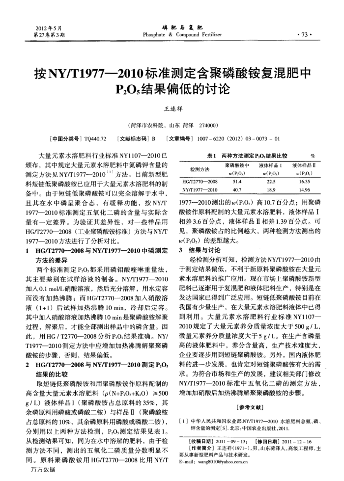 NYT19772010׼ⶨ笠P2O5ƫ͵