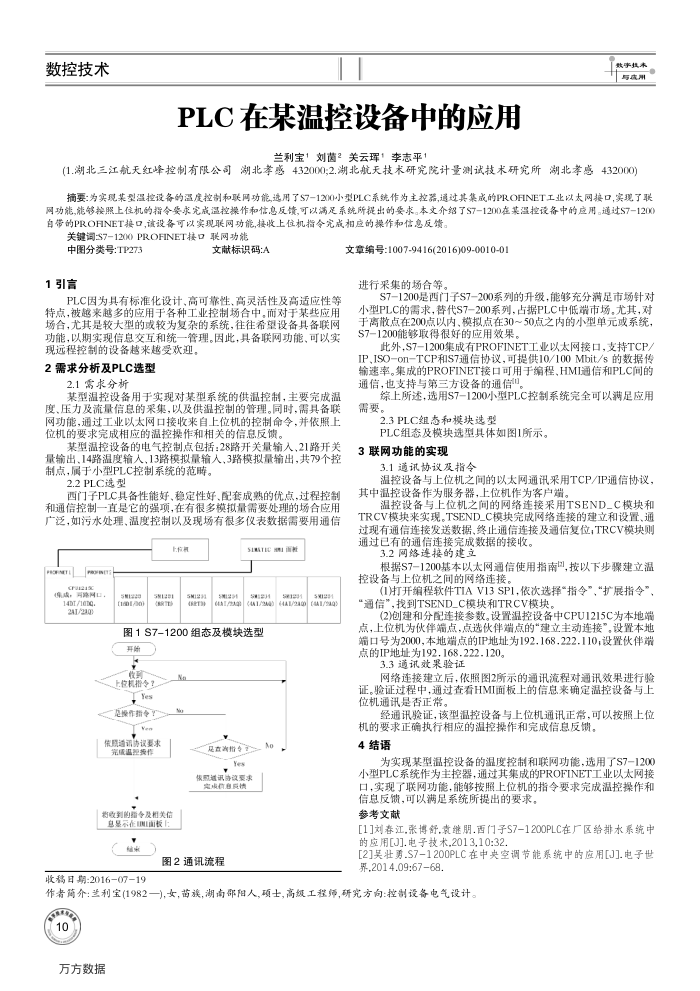 PLC在某温控设备中的应用