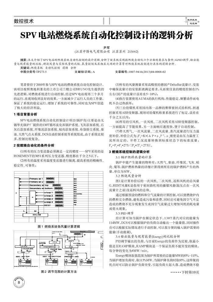 SPV 电站燃烧系统自动化控制设计的逻辑分析