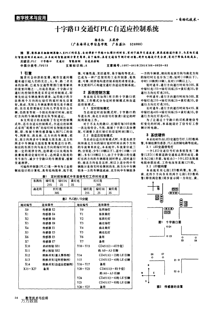 十字路口交通灯PLC自适应控制系统