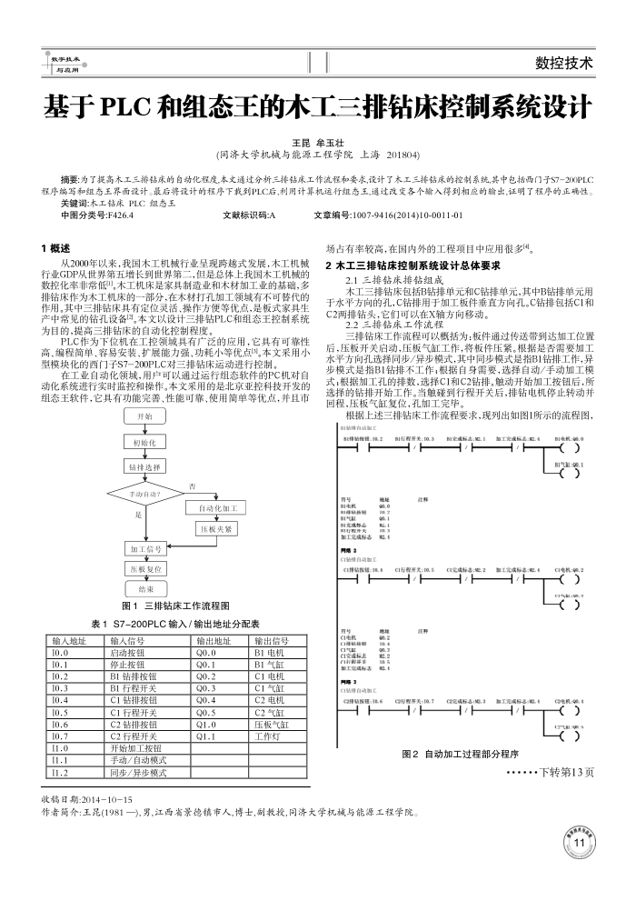 基于PLC和组态王的木工三排钻床控制系统设计
