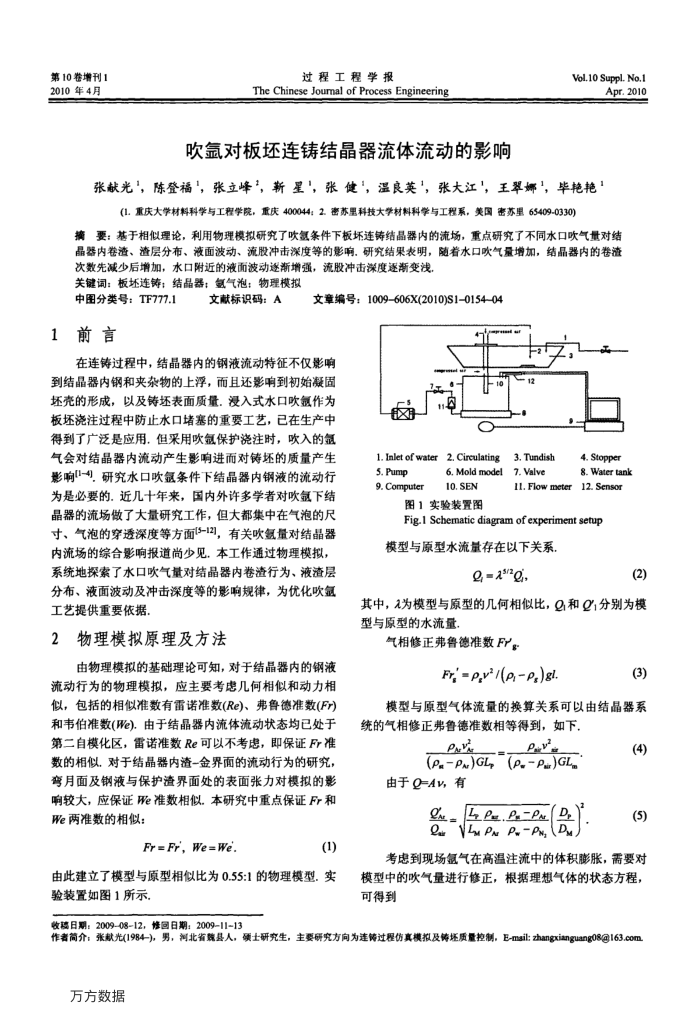 吹氩对板坯连铸结晶器流体流动的影响