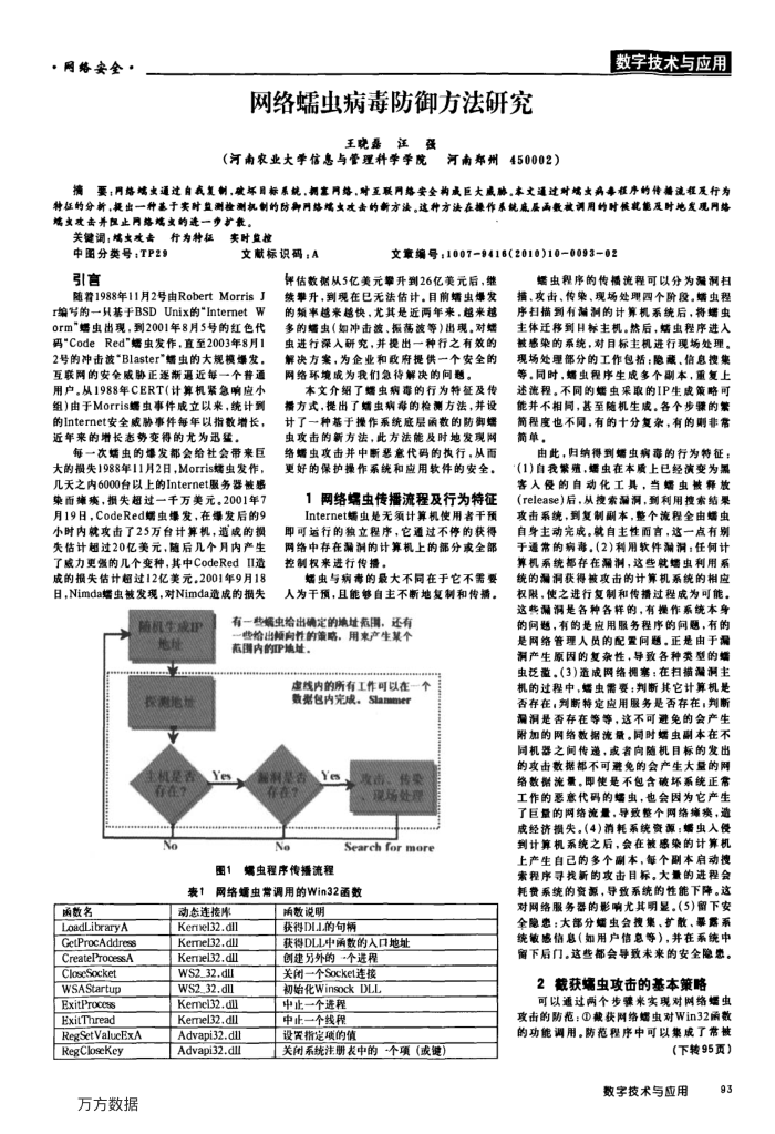 网络蠕虫病毒防御方法研究