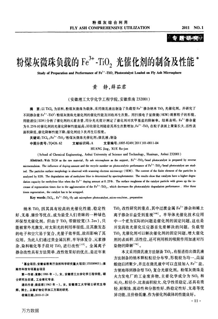 ú΢鸺صFe3-TiO2߻Ʊ