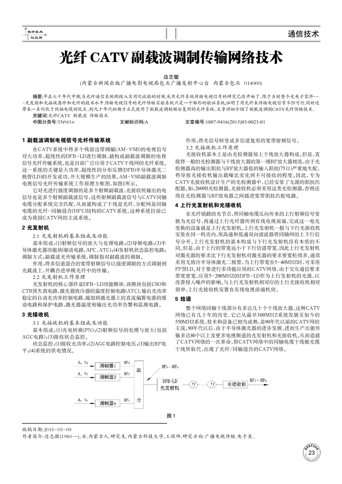 光纤CATV副载波调制传输网络技术