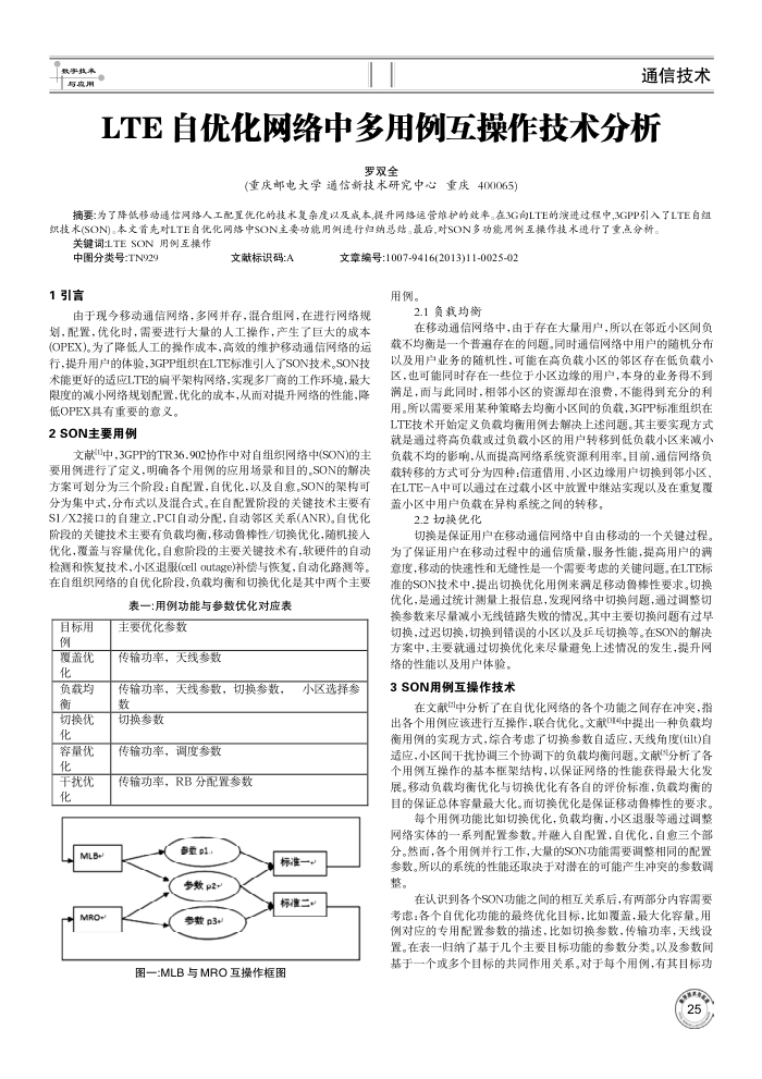 LTE自优化网络中多用例互操作技术分析