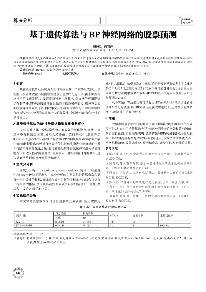 基于遗传算法与BP神经网络的股票预测