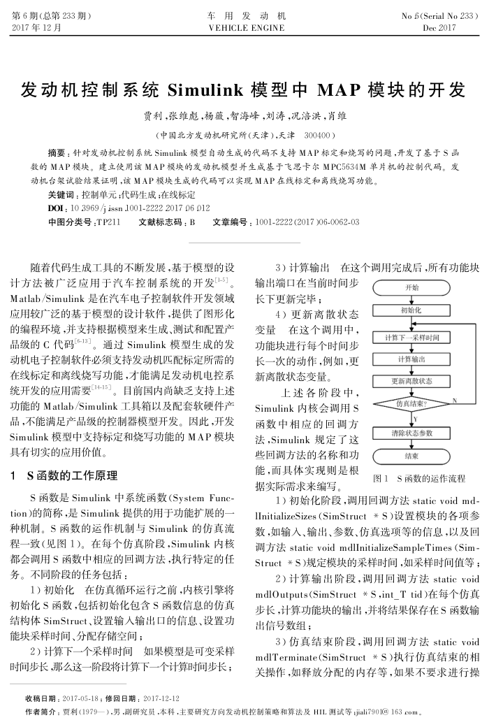 发动机控制系统Simulink模型中MAP模块的开发