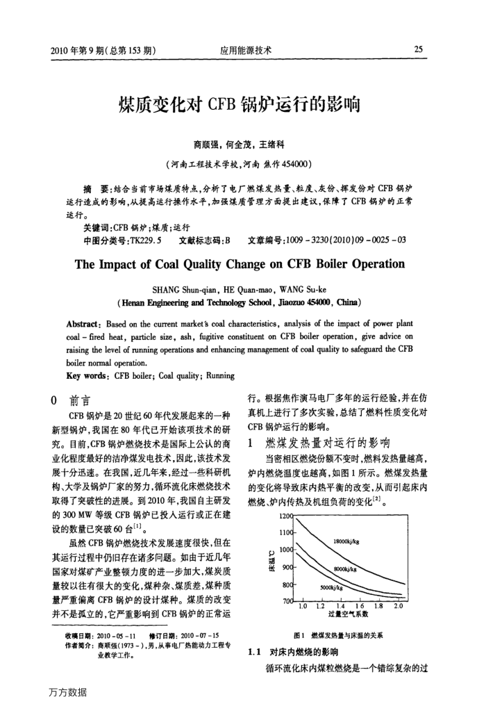 煤质变化对CFB锅炉运行的影响