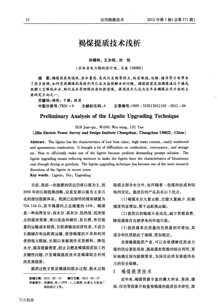 褐煤提质技术浅析