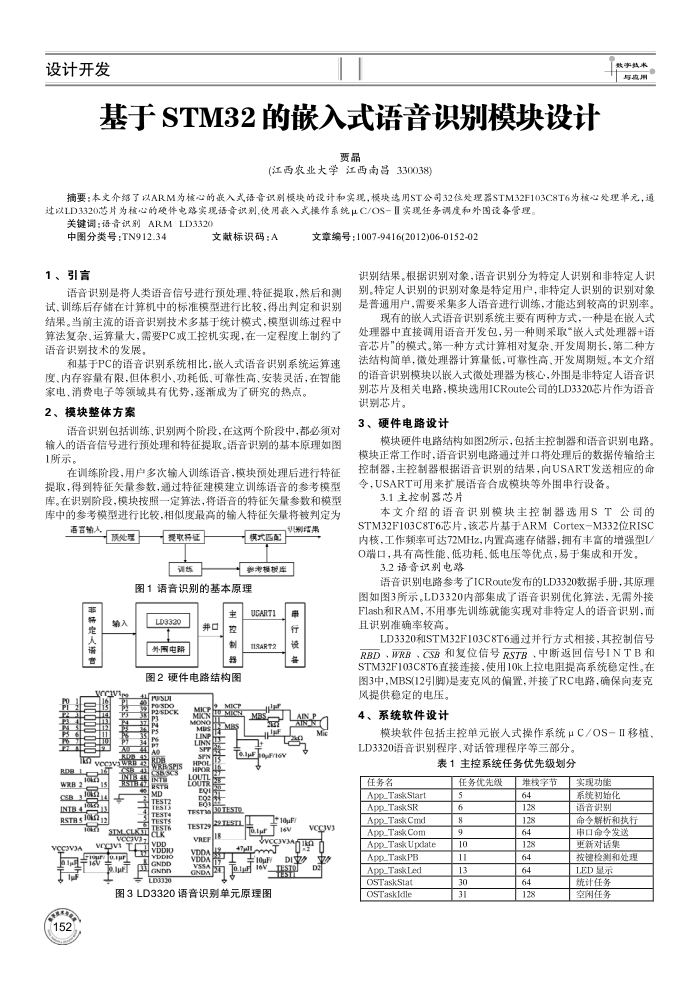 基于STM32的嵌入式语音识别模块设计