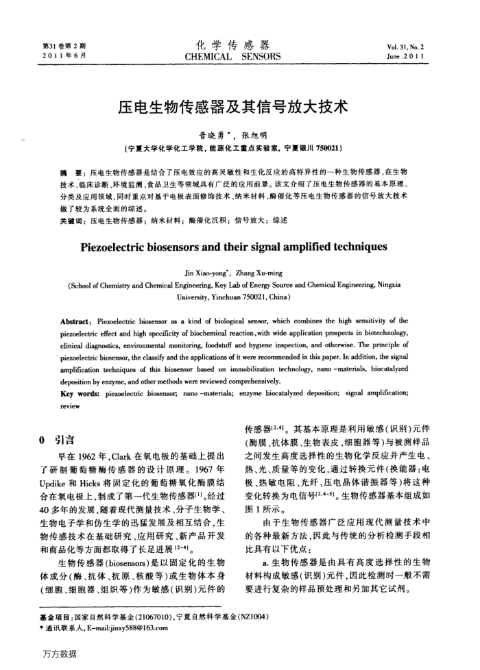 压电生物传感器及其信号放大技术