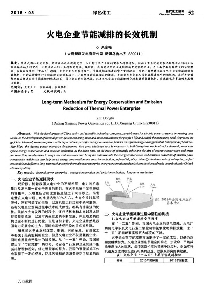 火电企业节能减排的长效机制