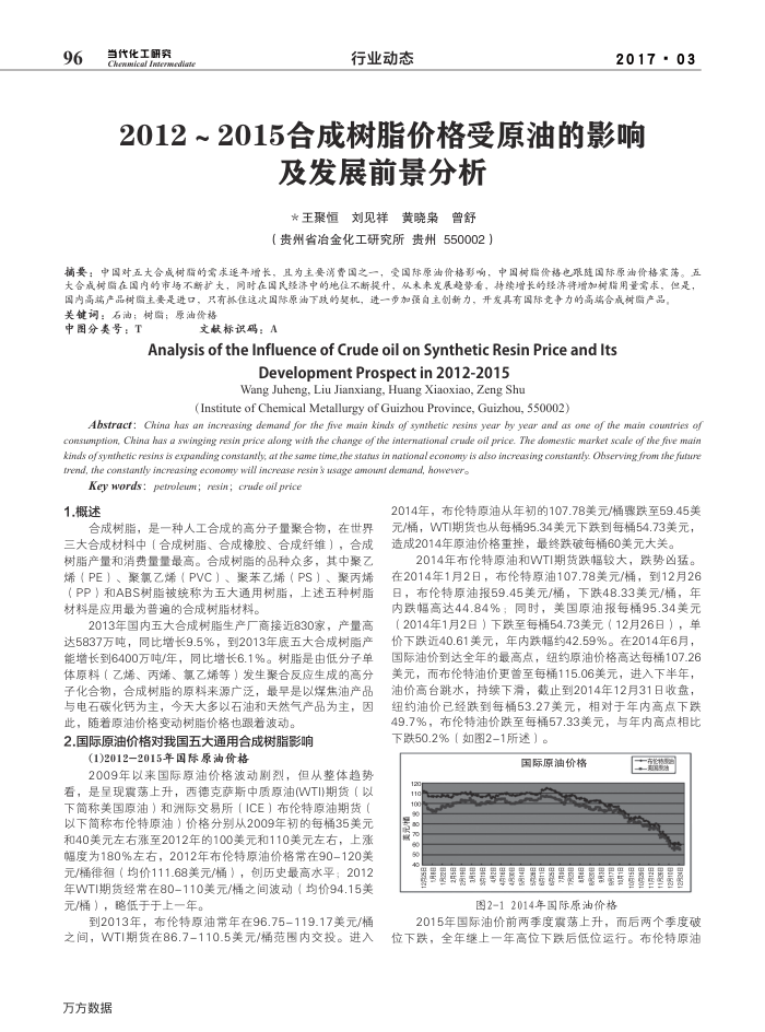 2012-2015合成树脂价格受原油的影响及发展前景分析