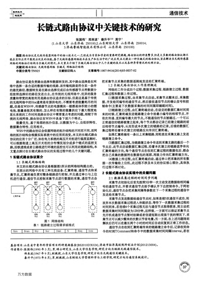 长链式路由协议中关键技术的研究