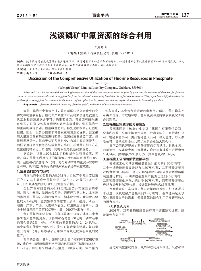浅谈磷矿中氟资源的综合利用