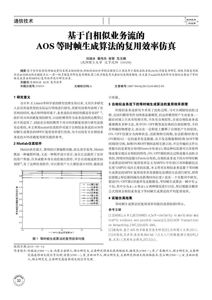 基于自相似业务流的AOS等时帧生成算法的复用效率仿真