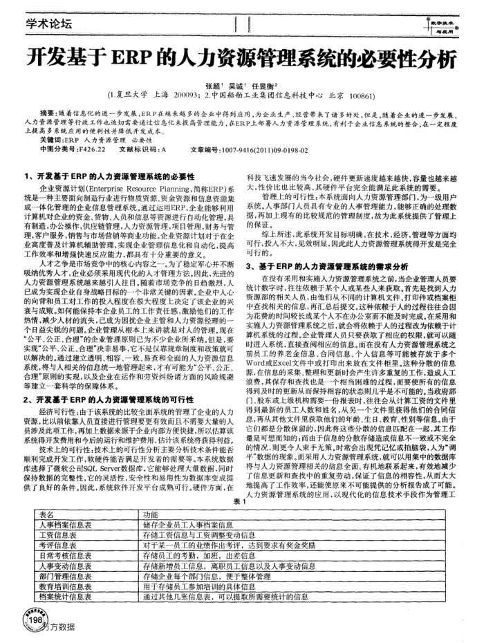 开发基于ERP的人力资源管理系统的必要性分析