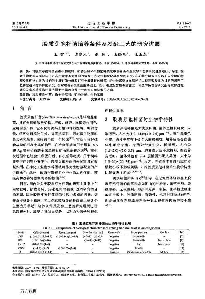 胶质芽孢杆菌培养条件及发酵工艺的研究进展