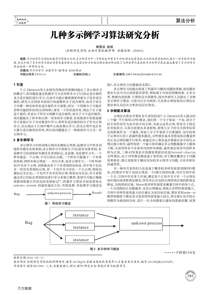几种多示例学习算法研究分析