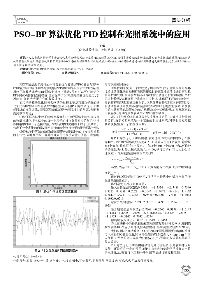 PSO-BP算法优化PID控制在光照系统中的应用