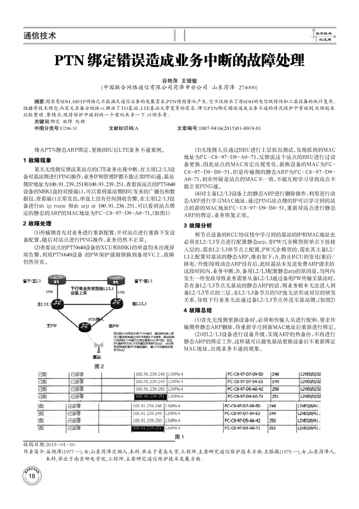 PTN绑定错误造成业务中断的故障处理