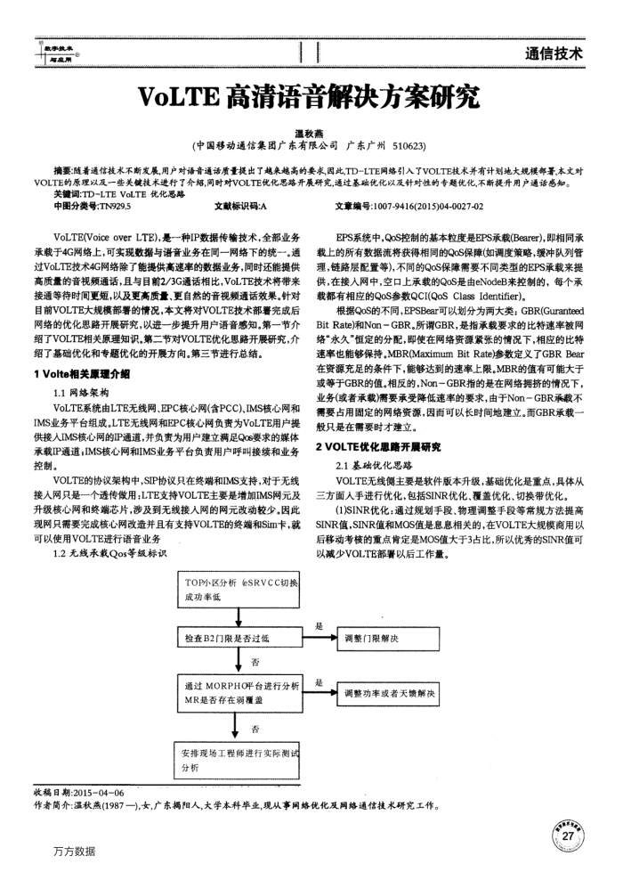 VoLTE高清语音解决方案研究