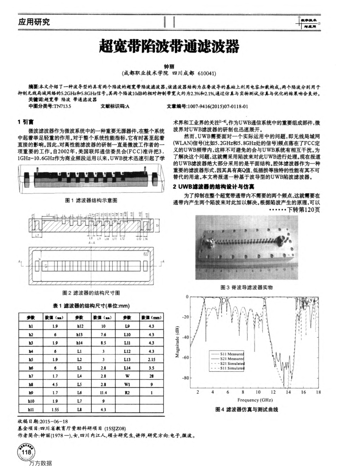超宽带陷波带通滤波器