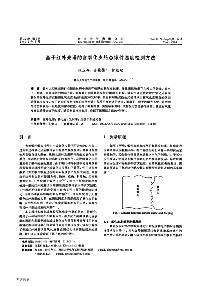 基于红外光谱的含氧化皮热态锻件温度检测方法