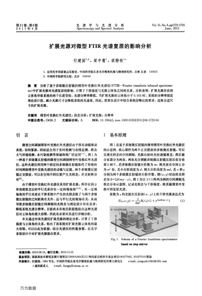 扩展光源对微型FTIR光谱复原的影响分析