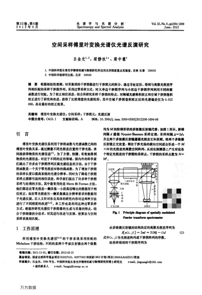 空间采样傅里叶变换光谱仪光谱反演研究