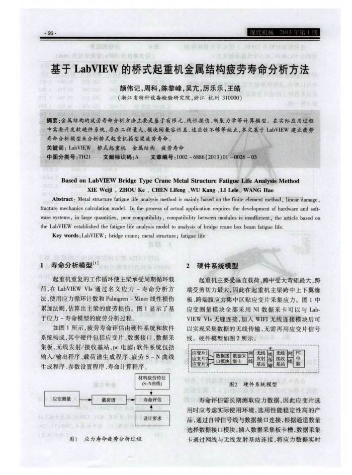基于LabVIEW的桥式起重机金属结构疲劳寿命分析方法