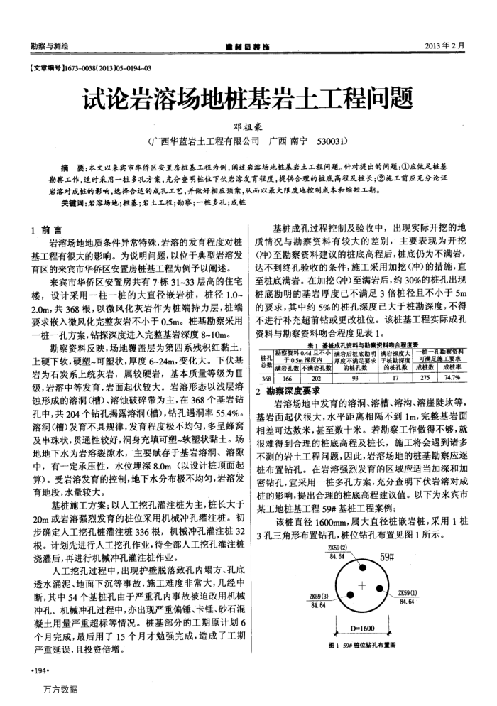 试论岩溶场地桩基岩土工程问题