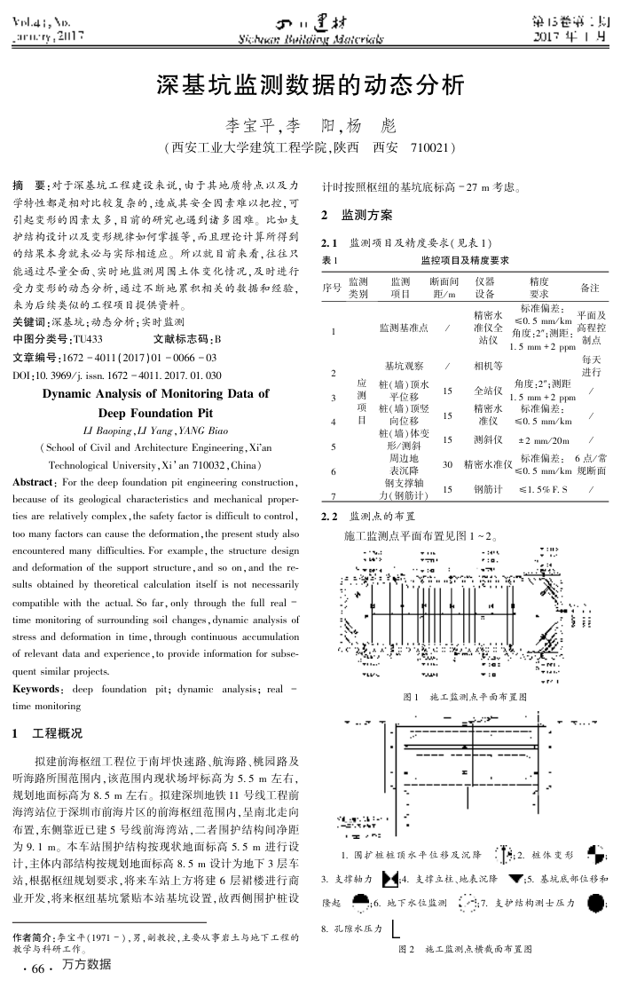 深基坑监测数据的动态分析