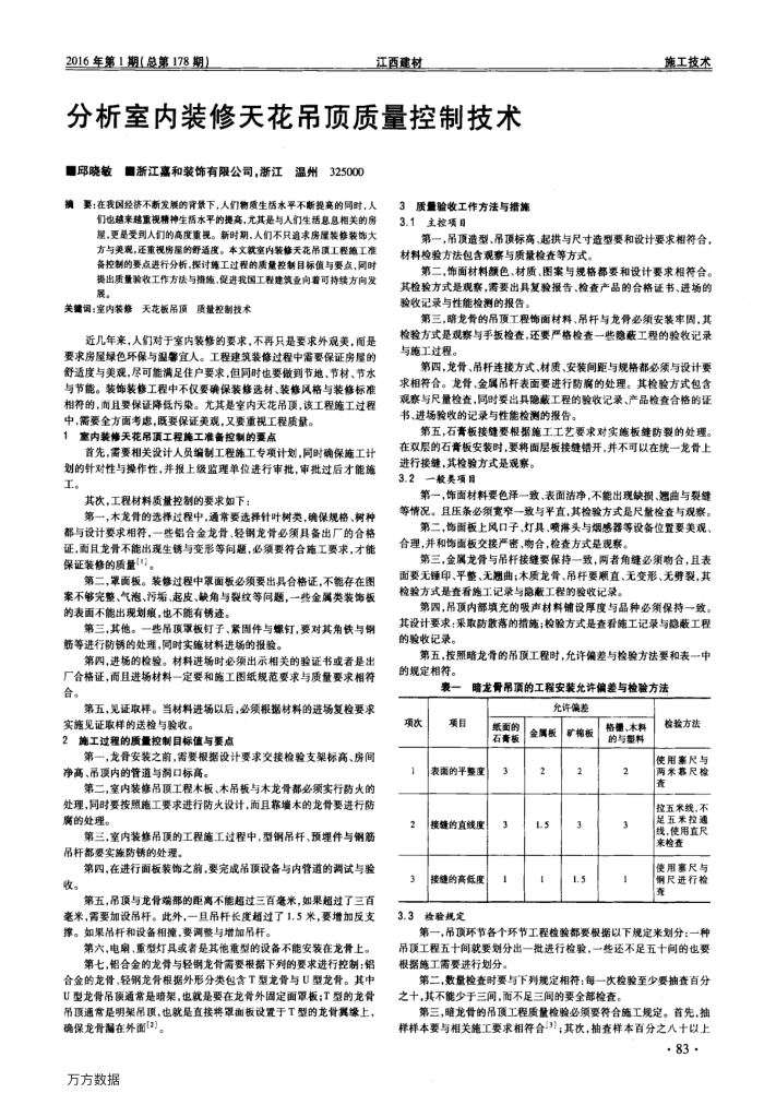 分析室内装修天花吊顶质量控制技术