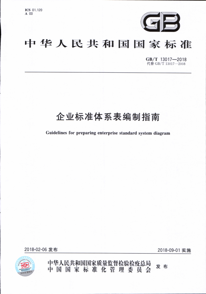 GB/T 13017-2018 企业标准体系表编制指南