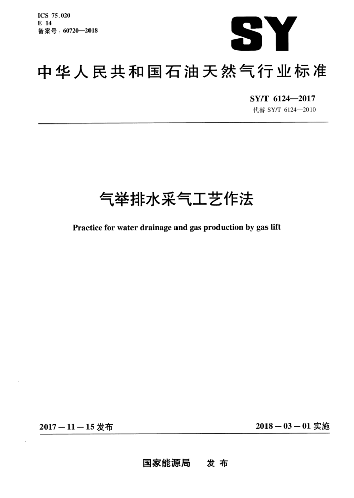 SY/T 6124-2017 气举排水采气工艺作法