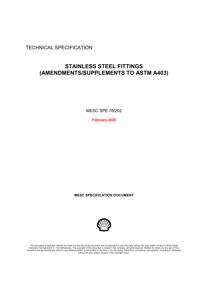 SPE 76-202-2020 STAINLESS STEEL FITTINGS(AMENDMENTS SUPPLEMENTS TO ASTM A403)